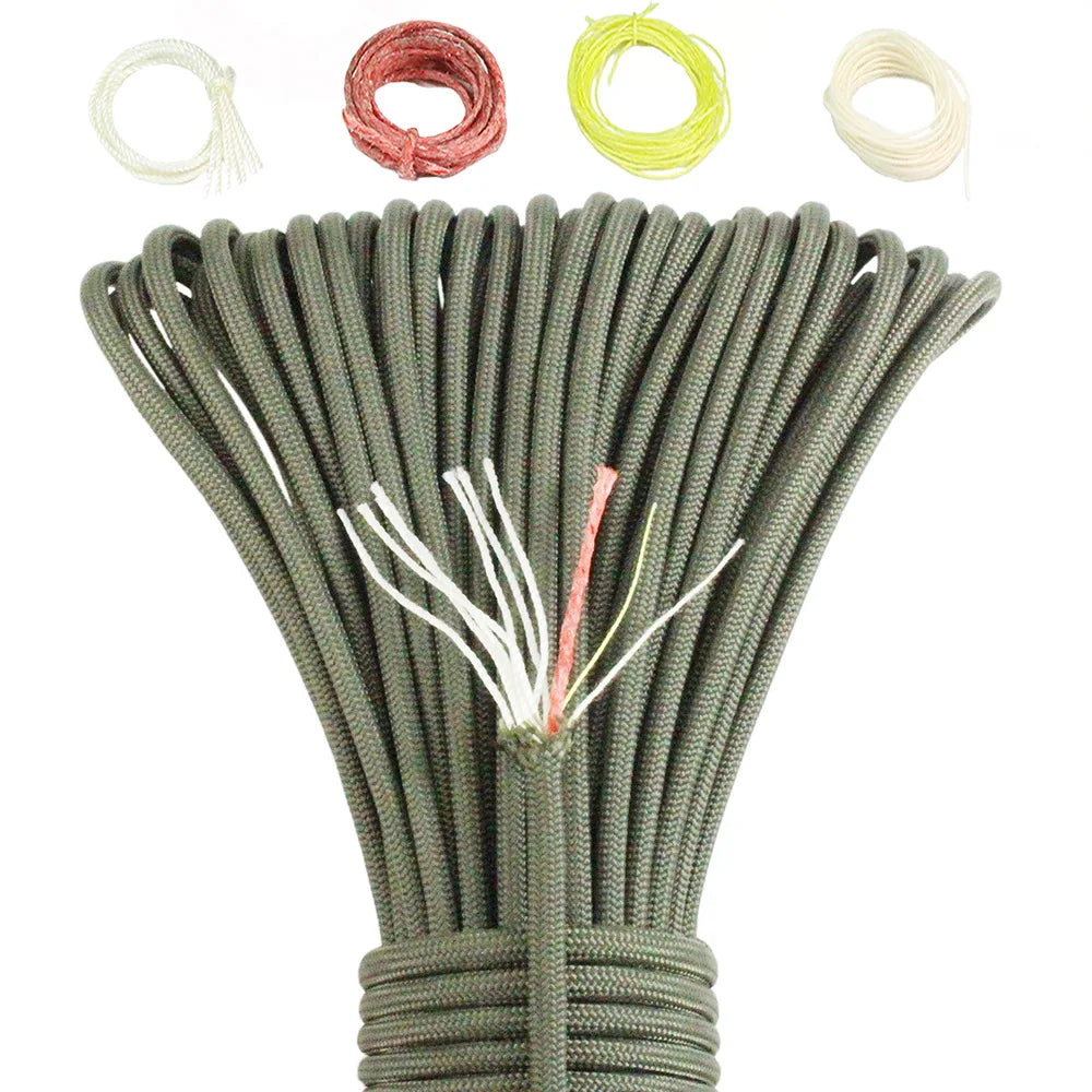 10 Strand Multifunctional Paracord 650 Military 4mm Parachute Camping Survival With Fishing Line Copper Wire
