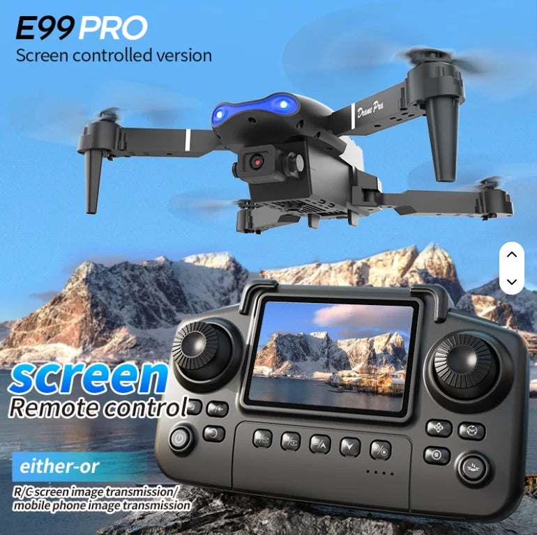 E99 Drones with Screen Remote Control Portable FPV 4K HD Dual Camera Foldable Quadcopter Helicopter E99 Drones