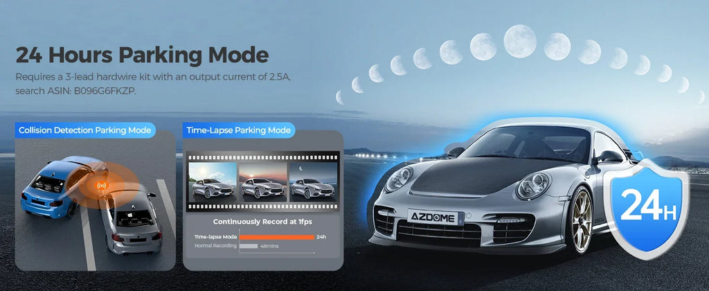 AZDOME M550 PRO HD 3 Lens Adas Wifi GPS Front Rear 4K Dash Cam IPS Screen Car Dash Black Box DVR Video Camera for Audi