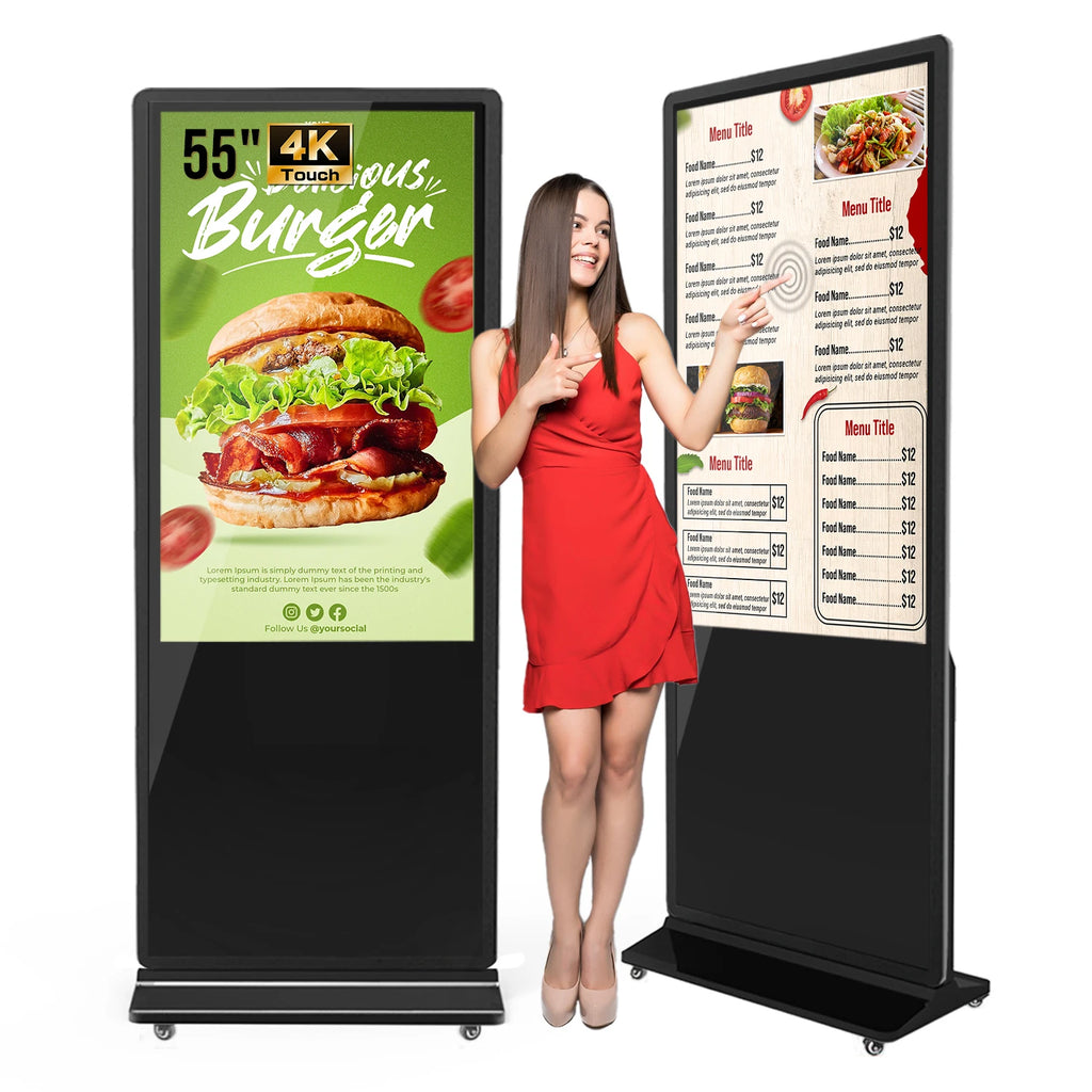 MWE Free Shipping US Warehouse DDP Price 43 55"Touch Screen 2K Indoor Floor Standing Totem LCD Advertising Digital Signage Kiosk