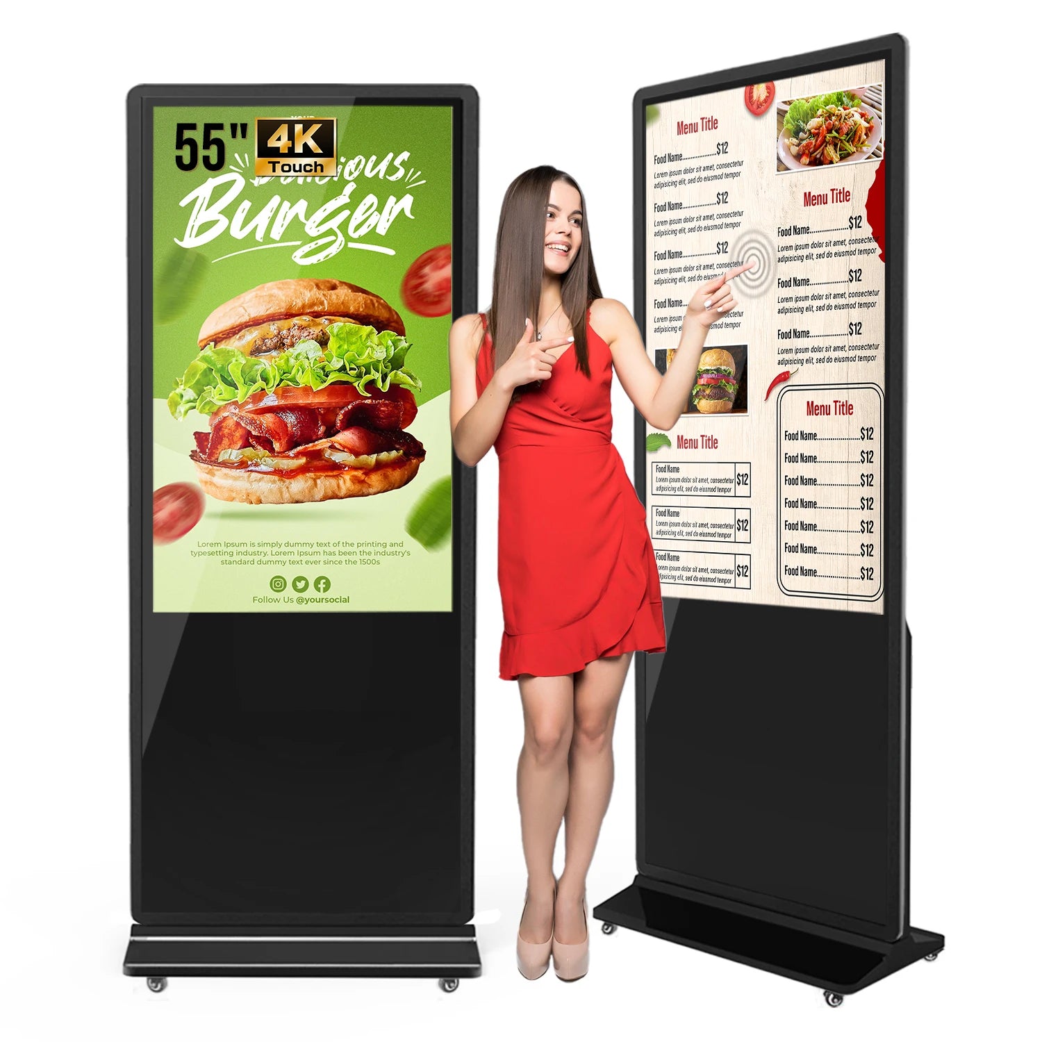 MWE Free Shipping US Warehouse DDP Price 43 55"Touch Screen 2K Indoor Floor Standing Totem LCD Advertising Digital Signage Kiosk