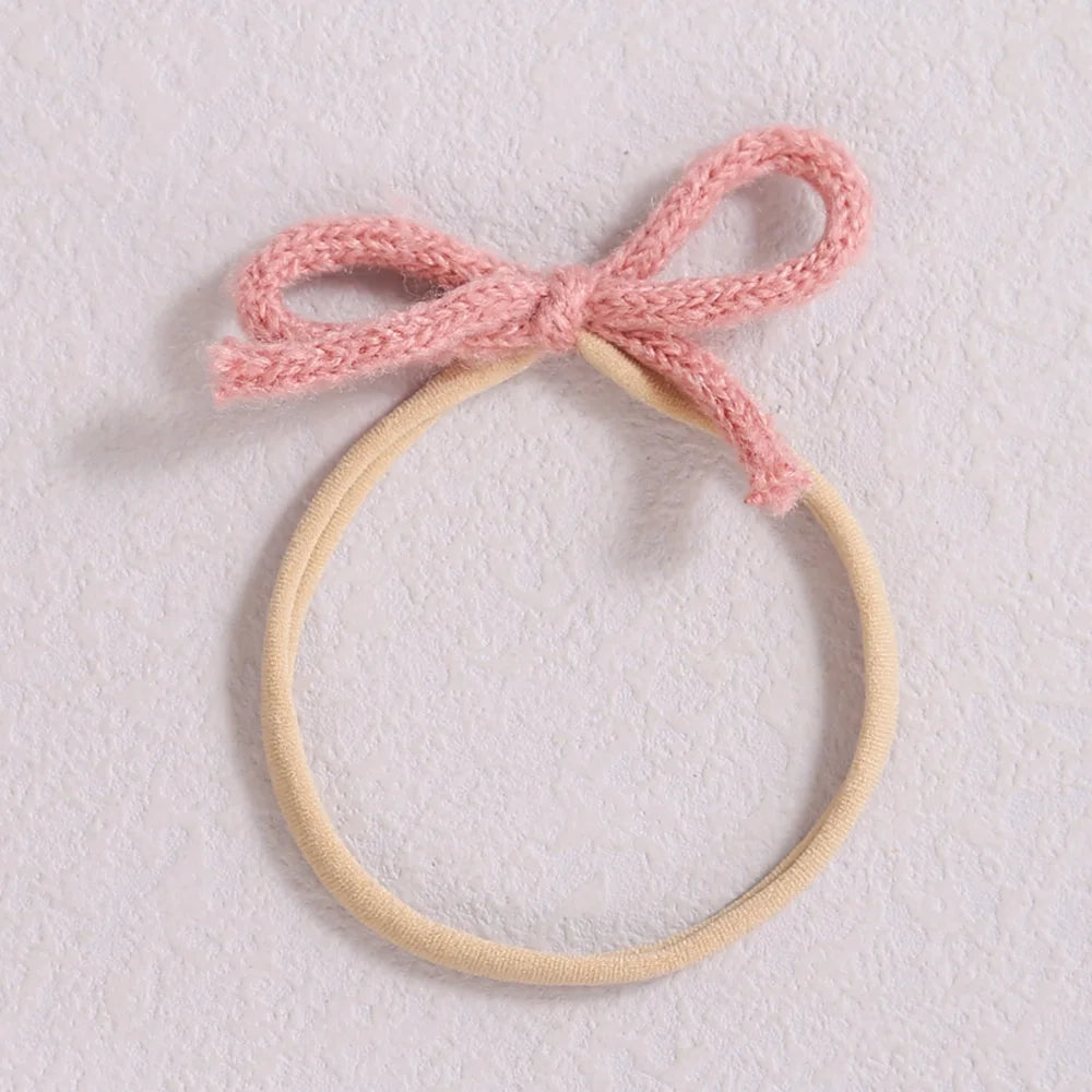 1pcs Wool Bow Elastic Baby Headband for Newborn Girls Hairbands Bowknot Infant Classical Headwear Turban Baby Hair Accessories