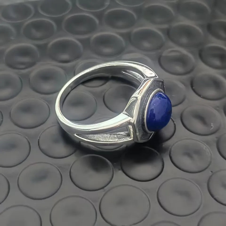 Mikaelson Original S925 Silver Jewelry Fine Ring  for Men Women the Vampire Diaries Inspired Natural Lapis Lazuli Fashion Gift