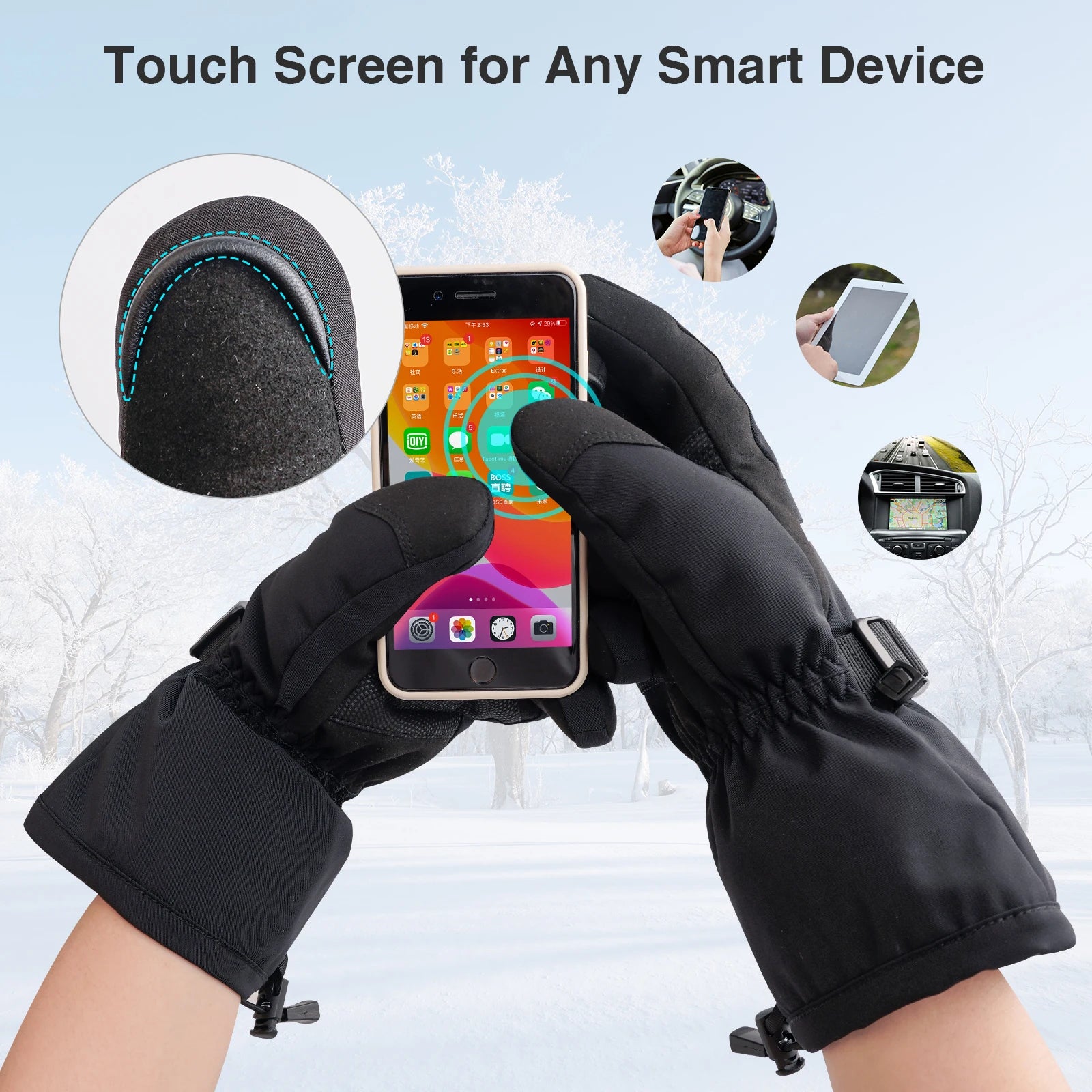 SAVIOR Poland Oversea Location Heated Waterproof Winter Gloves Outdoor Sports Snowboarding & Motorcycle Racing Warm Gloves