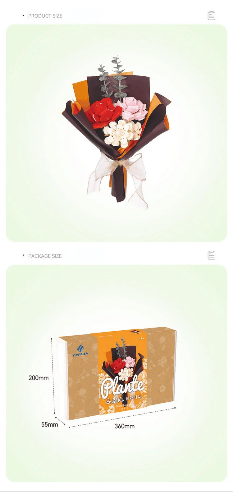 KFPLAN Flower Creative Puzzle Building Block Flower Flower Building Blocks DIY Gift Diy Building Blocks for Children Gift Toys