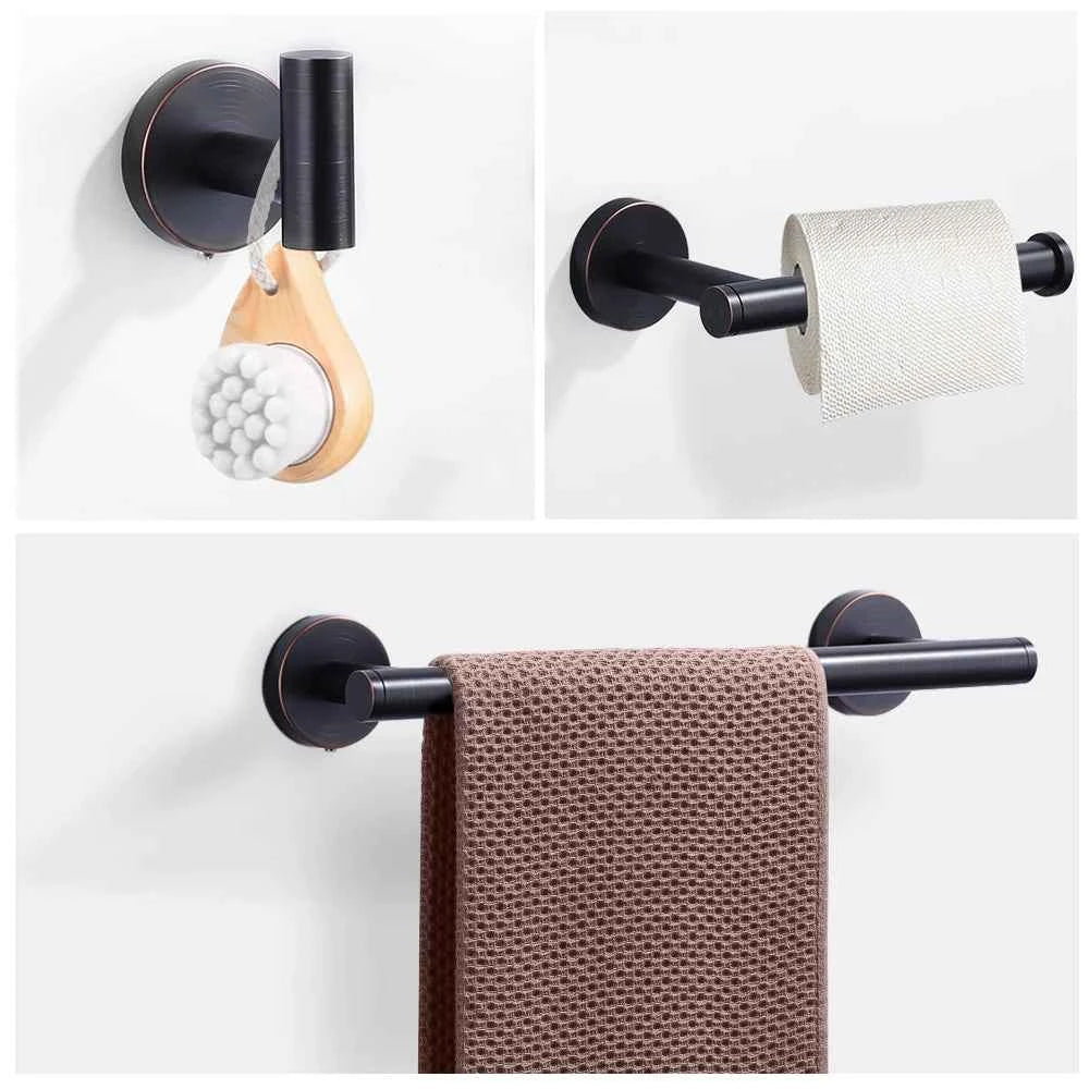 Hotel Decor Bath Hardware Set Oil Rubbed Bronze 3PCS Wall Mounted Screw-in Toilet Paper Holder/Robe Hooks/Towel Bars