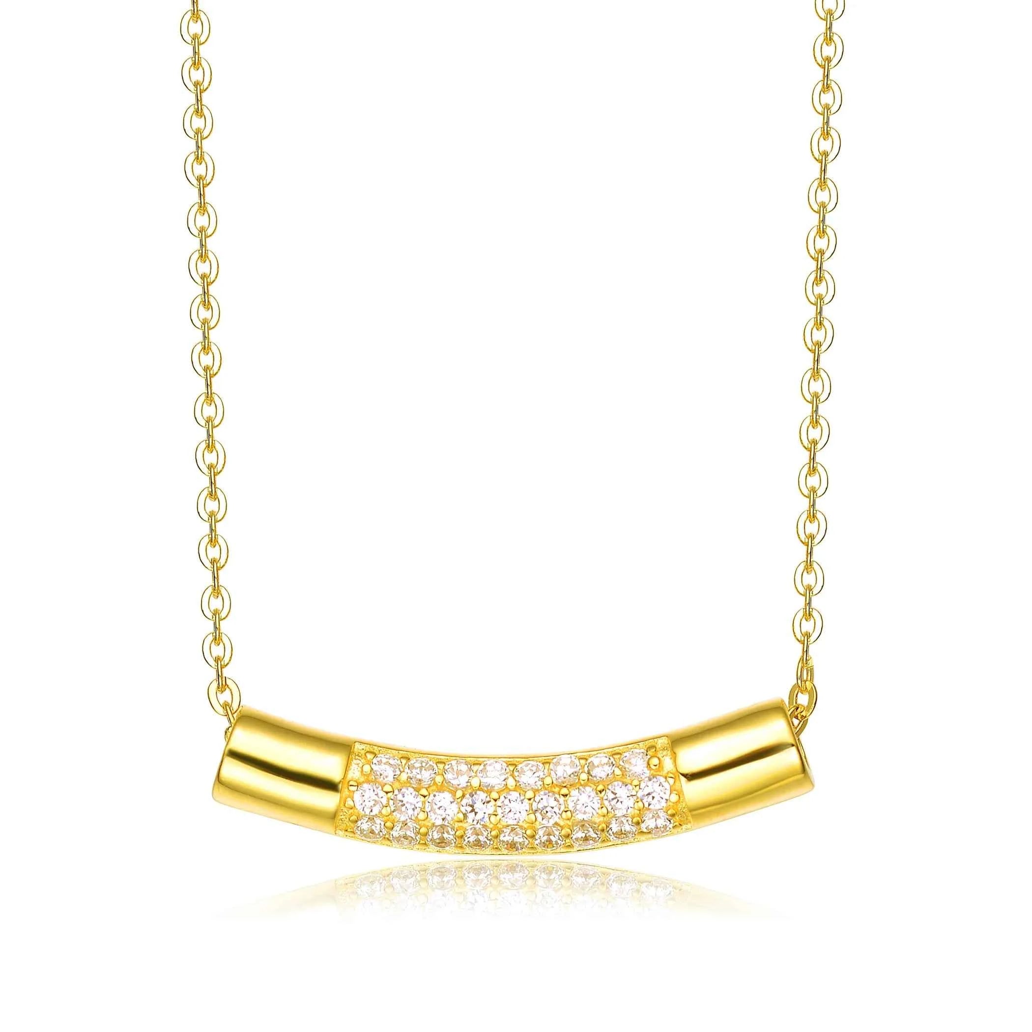 TD Collette Z Gold Overlay Cubic Zirconia Curve Line Fashion Pendant Necklace