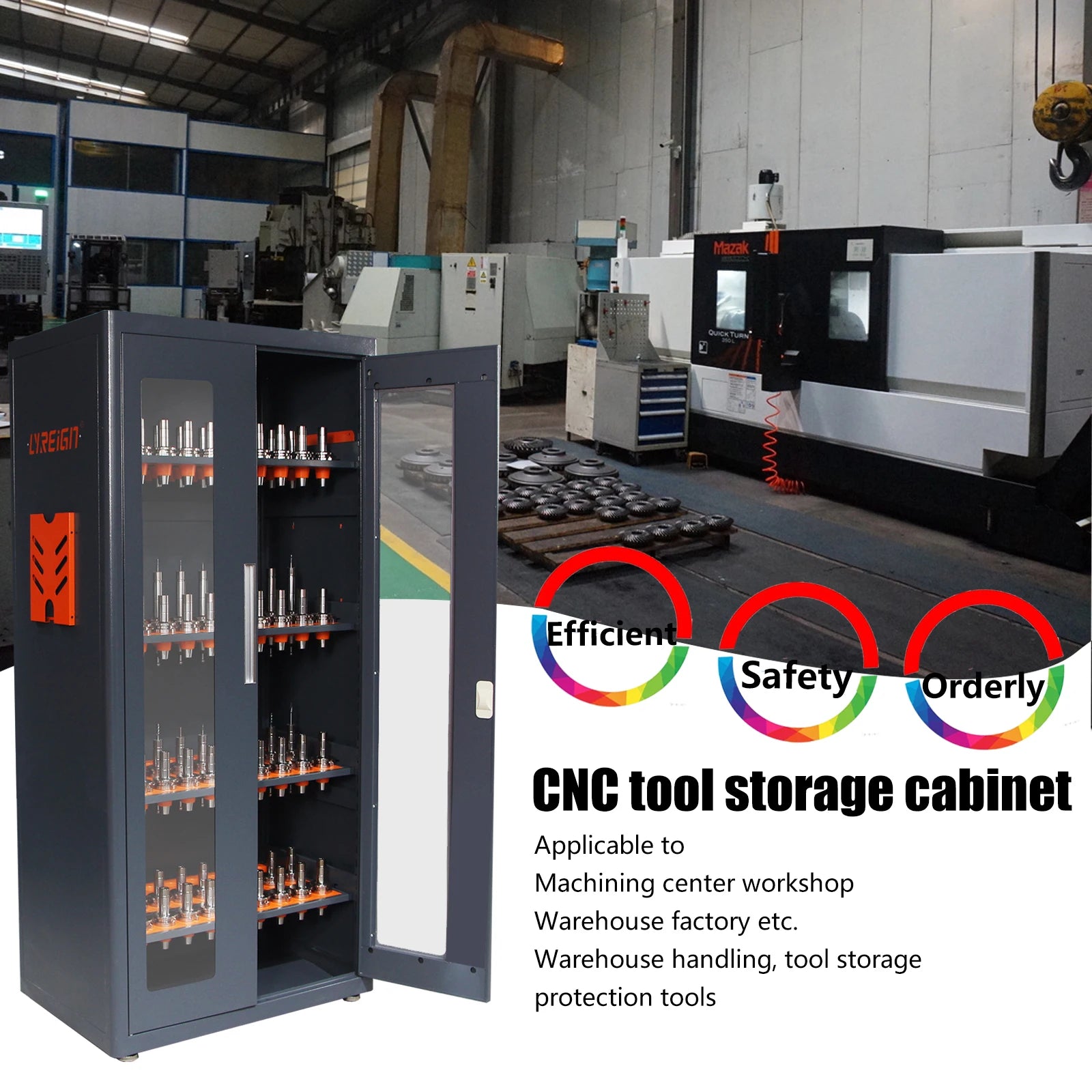Large Capacity CNC Tool Storage Cabinet, CNC Tool Holder Station Rack with Lock, Multi-Purpose CNC Tool Holder