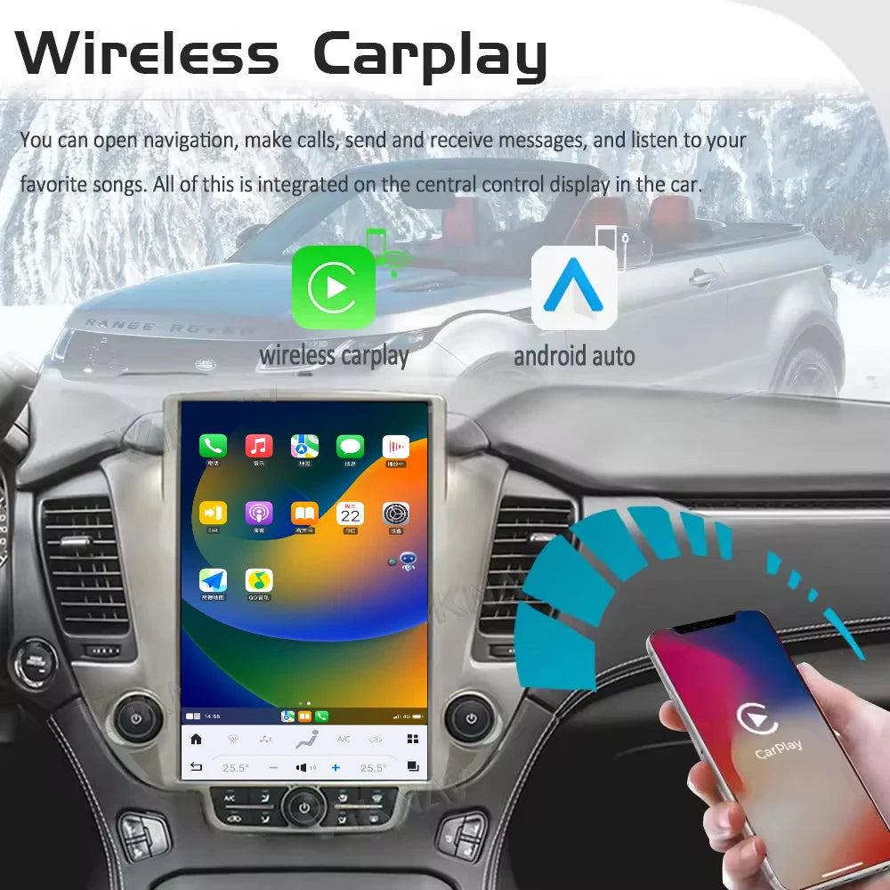 Viknav 14.4inch Android13 Car Radio for Chevroler Suburban Tahoe GMC Yukon 2014-2020 Wireless Carplay and Auto Stereo Head Unit
