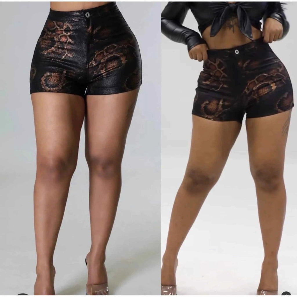 Women's Snake Print Shorts with TD Coating