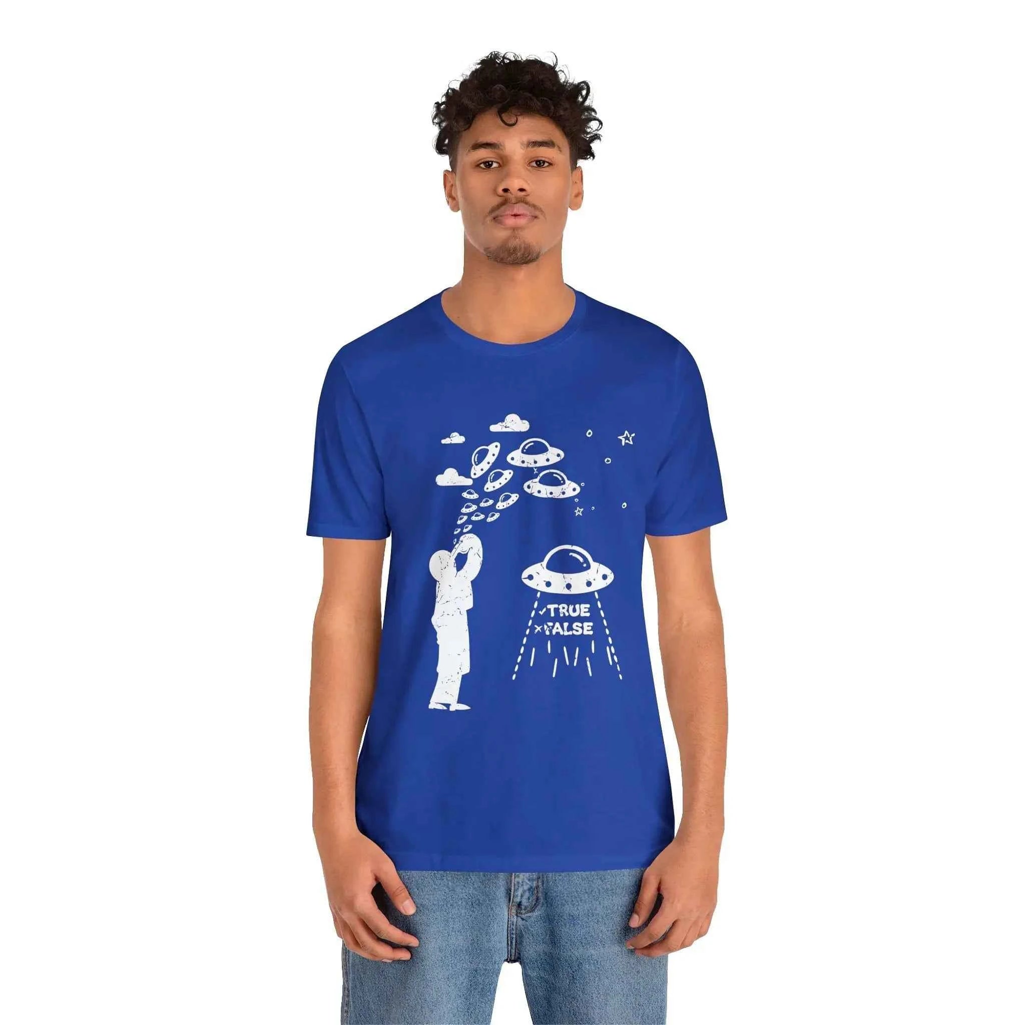 W2B True Royal Unisex Cotton T-Shirt Men's & Women's 'Are Aliens Real?' Graphic Design