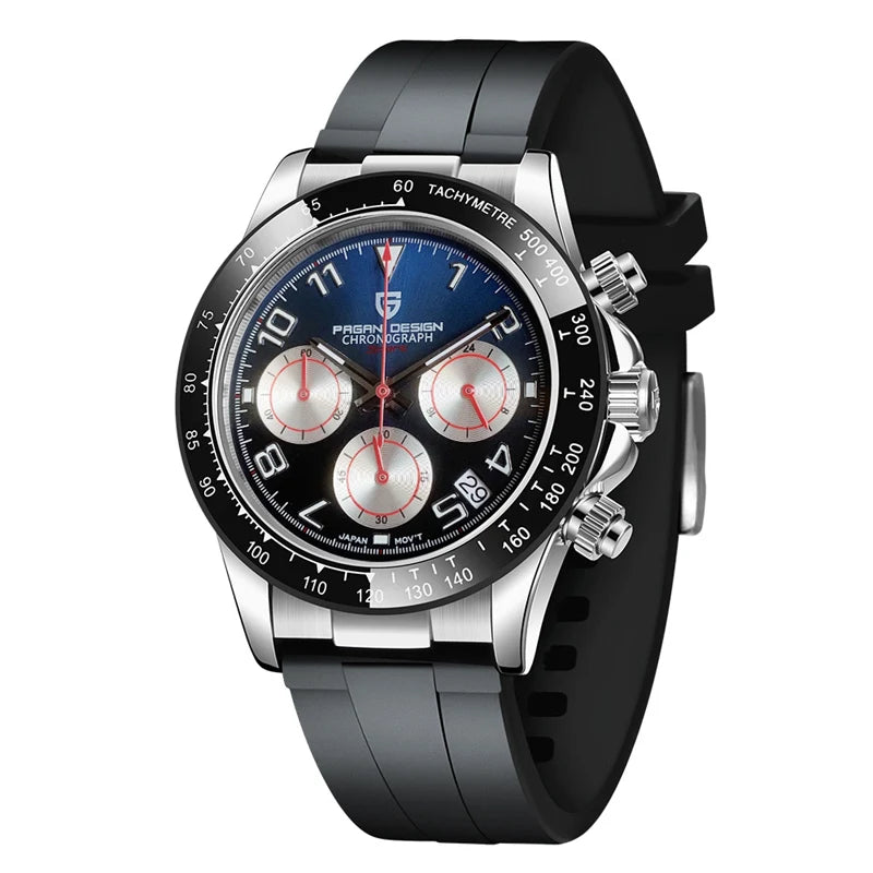 PAGANI DESIGN 1687 Rubber Strap Sapphire Glass Sports Watch Chronograph Men's Top Luxury Brand Men's Quartz Watch