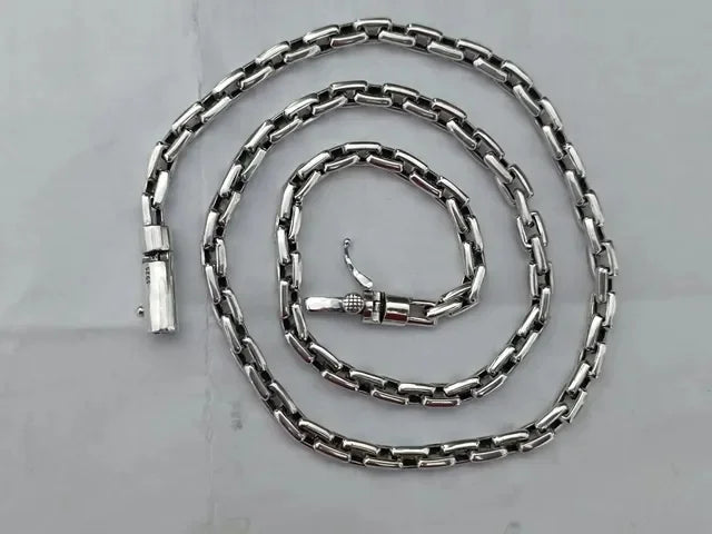 BOCAI Trendy Simple 6MM Collarbone Link New 6MM Necklace Chain for Men & Women Sweater Casual Outfits S925 SilverJewelry