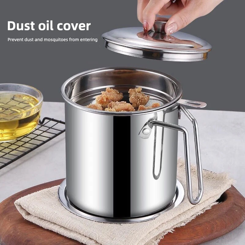 Stainless Steel Oil Strainer Pot Container Jug Storage Can With Filter Cooking Oil Pot For Kitchen Household Tools