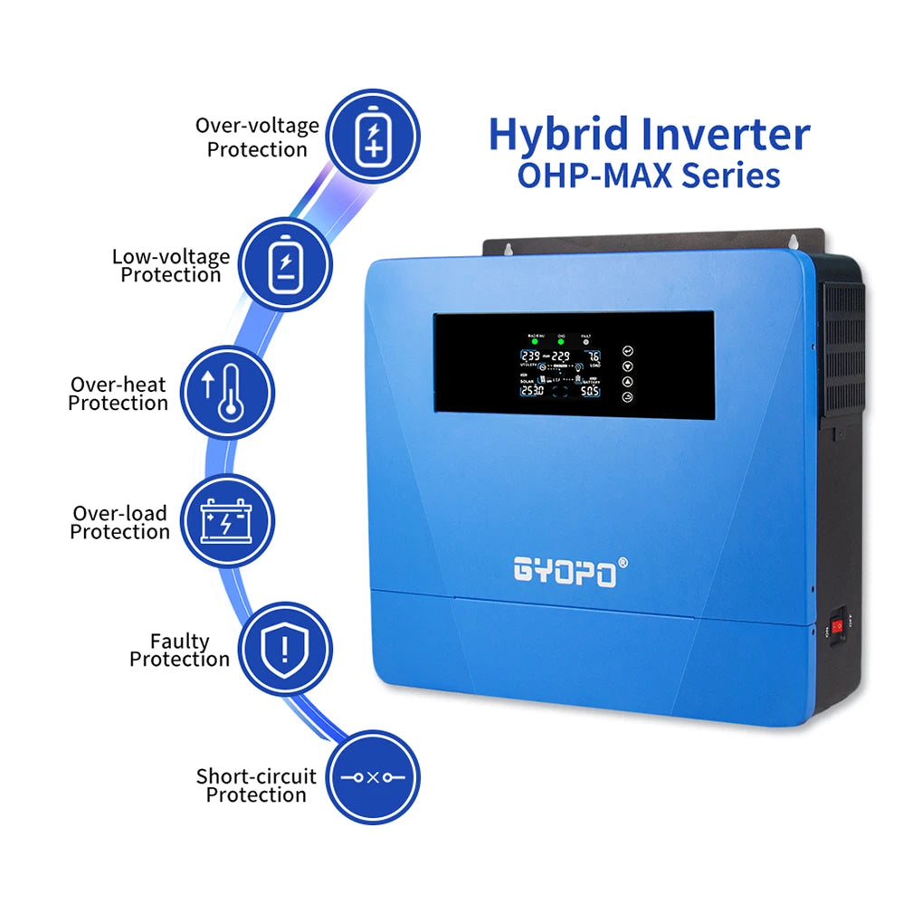 Single-Phase 6.5kw/6500 Watt Output Hybrid Solar Electric Inverter for Solar Systems