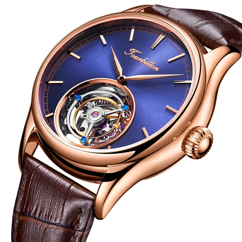 Montre Homme Original Brand Aesop 7005G Luxury Men Mechanical Watch Hollow Out Skeleton Tourbillon Watches