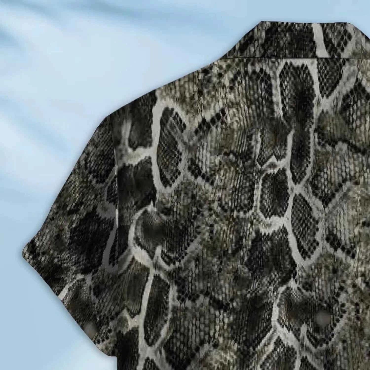 Custom Python Print Heat Transfer Shirt for Men - Hawaiian Shirt Stylish Snake Print Summer Breathable Shirt
