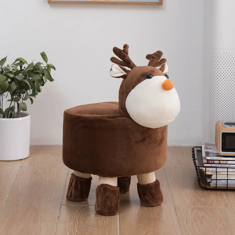 Fashionable Cartoon Shaped Baby Kids Soft Wooden Home Stools
