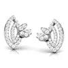 Curved Leaf 925 Silver Stud Earrings Rhodium Plated Marquise Diamond Detailing Iced Elegant Modern Luxury Wedding Statement