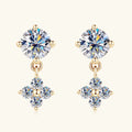 Free Shipping 10K Solid Gold 4mm & 1.6mm Round Moissanite Earrings Jewelry Delicate and Petite Dangling Earrings Wedding Gifts