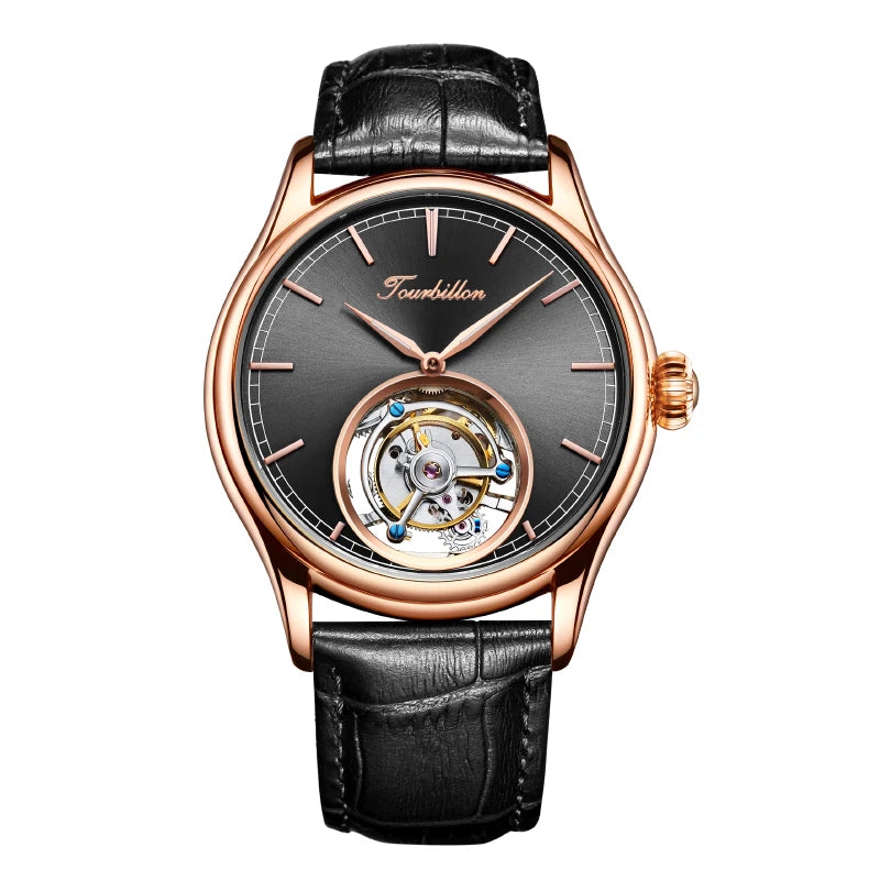 Montre Homme Original Brand Aesop 7005G Luxury Men Mechanical Watch Hollow Out Skeleton Tourbillon Watches