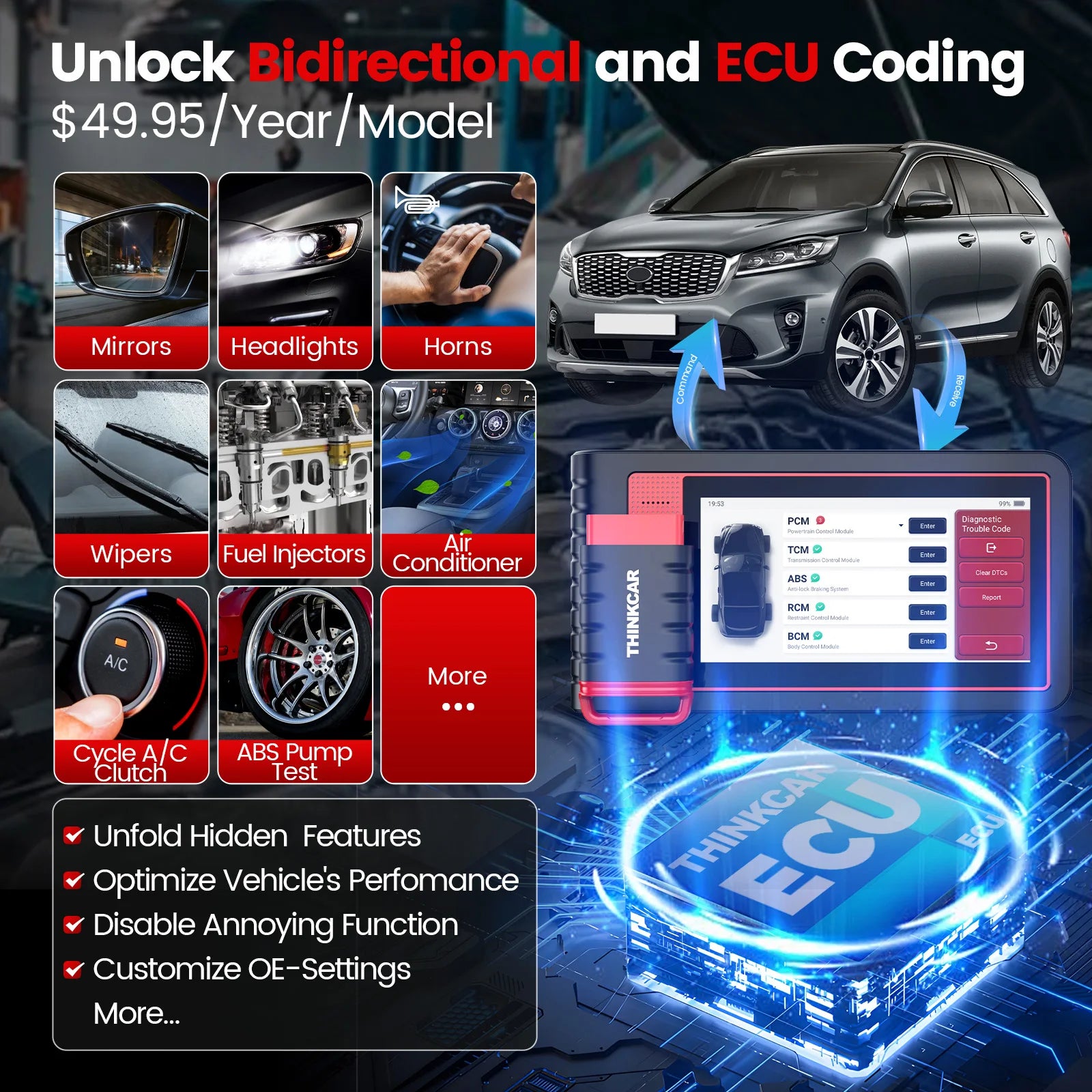 THINKCAR THINKTOOL MINI 2 OBD2 Multifunctional Diagnostic Lifetime Free 28 Maintenance Functions 32G Memory Diagnostic Tool