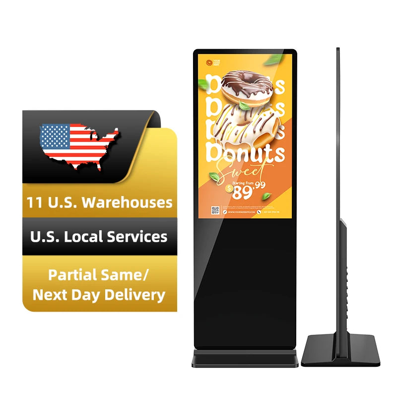 MWE Free Shipping US Warehouse DDP Price 43 55"Touch Screen 2K Indoor Floor Standing Totem LCD Advertising Digital Signage Kiosk