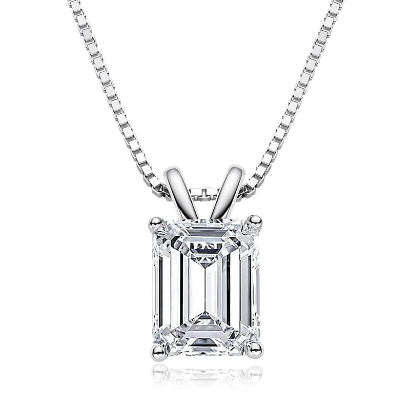 Free Shipping 925 Silver 7*9mm 2.5ct Emerald Pendant Necklace with Link Chain-Trendy Wedding Engagement Gift Jewelry for Women
