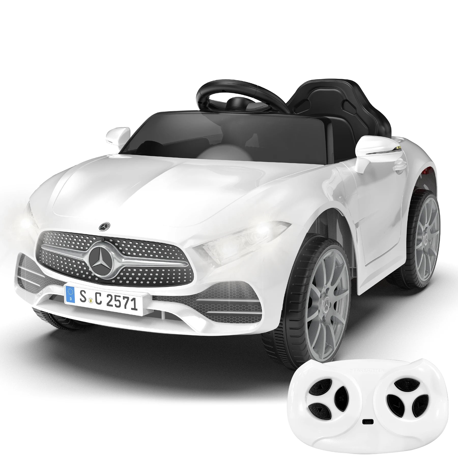 12V Kids Ride on Benz Car with 2.4G Remote Control, Car Ride on Vehicle Double Doors, 5 Point Safety Belt,LED Light 2-5 Year