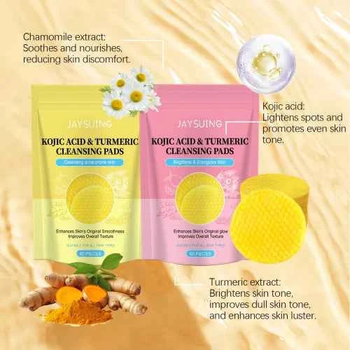 Jaysuing Turmeric Tablet  Gently Clean Facial Pores Moisturizing And Brightening Kojic Acid Cotton