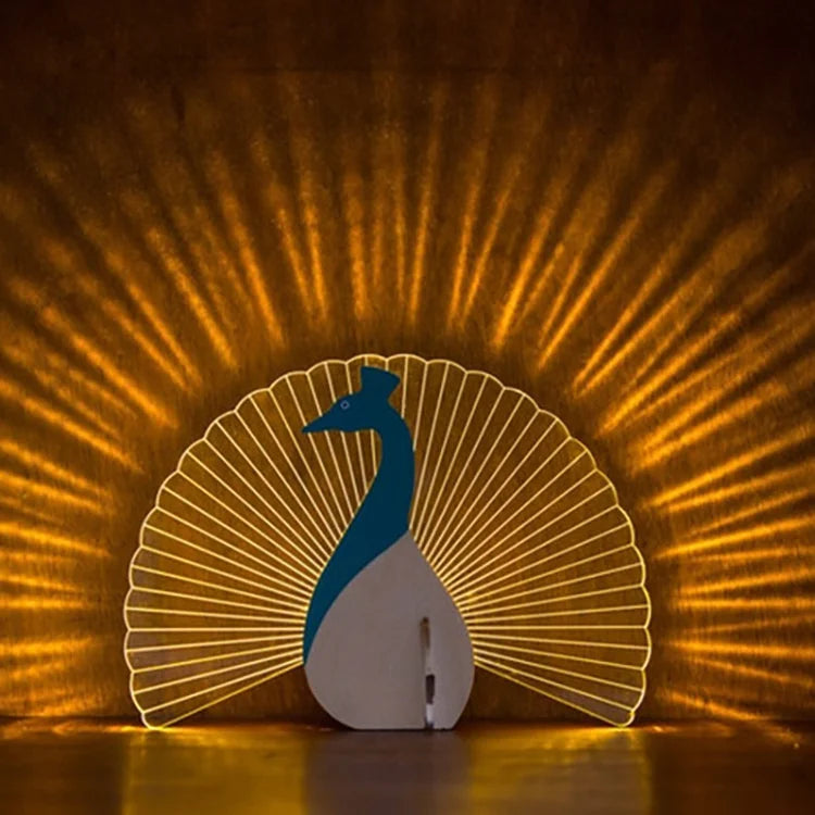 Creative Home Decorate Animal Luminous Ornaments Wood Acrylic Art Table Ornaments Pelican Sirius Whale Toucan Room Decor