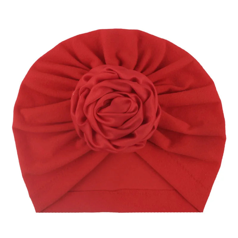 Cute Big Flower Baby Hat Soft Cotton Infant Toddler Girl Bonnet Turban Elastic Kids Newborn Beanie Cap