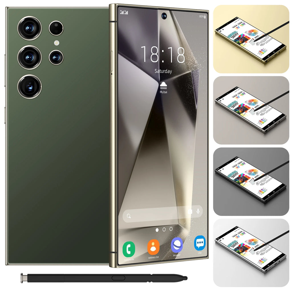 Samsum S24 Ultra Smartphones 8+256GB 5G Dual SIM Original CPU Octa Core HD Screen Resolution LTE Cellular Mobile Phone