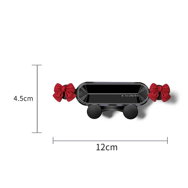 Cute Bowknot Universal Car Phone Holder Cartoon Diamond GPS Stand Gravity Bracket Auto Air Vent Clip Mount Mobile Phone Holder