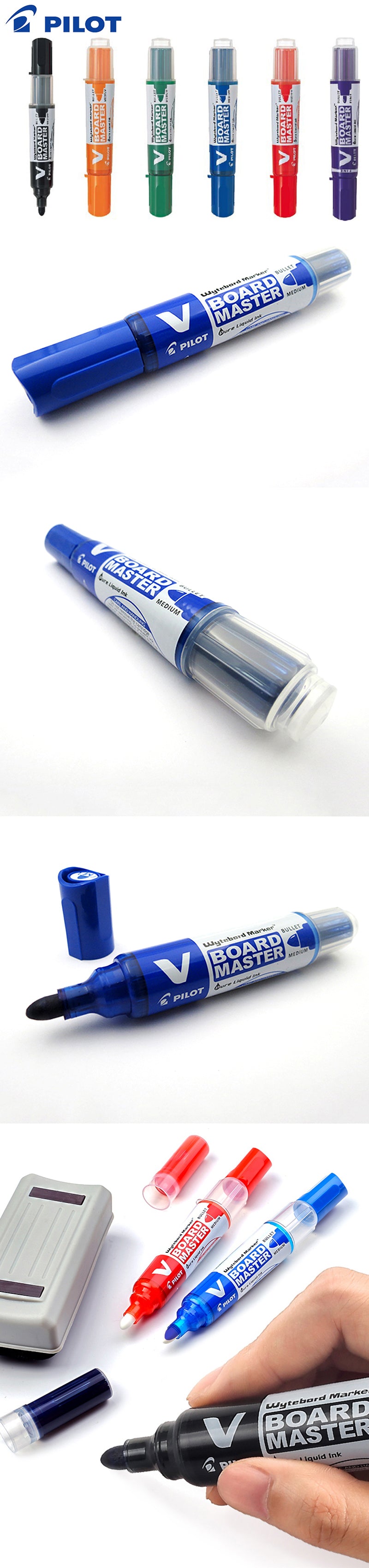 6 Pcs Pilot Whiteboard Marker Is Environmentally Friendly and Non-toxic 2.3 Mm (Medium Bullet) Refillable Ink Classroom Supplies