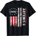 Free Shipping Vintage Solid Artemis II Launch to Moon Space Mission 2026 USA Flag T-Shirt