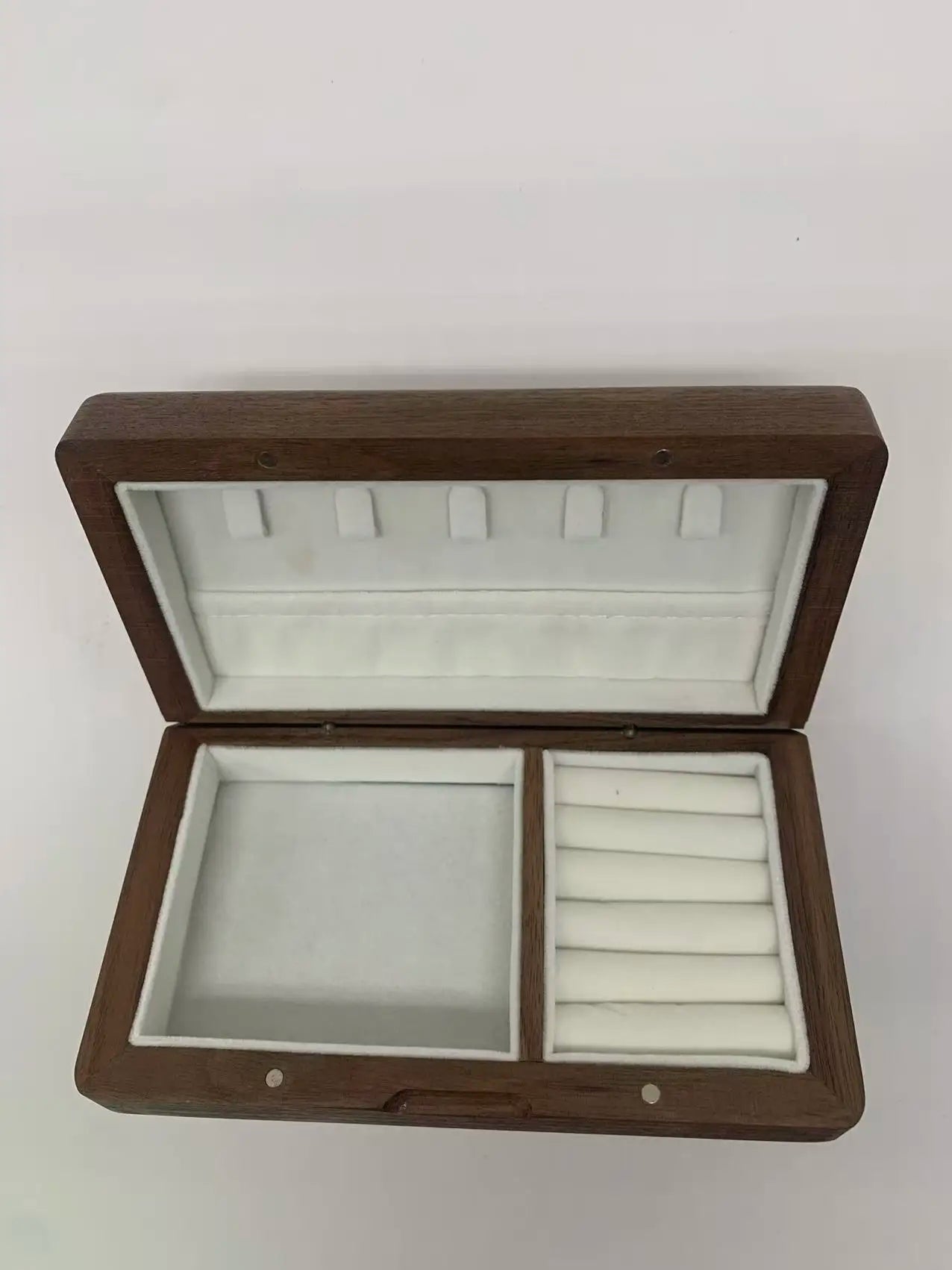 USA Free Shipping 12 Pcs Pack Magnetic Walnut Wooden Ring Box Jewelry Box Wedding Ring Box Ring for Storage Box Proposal Gift