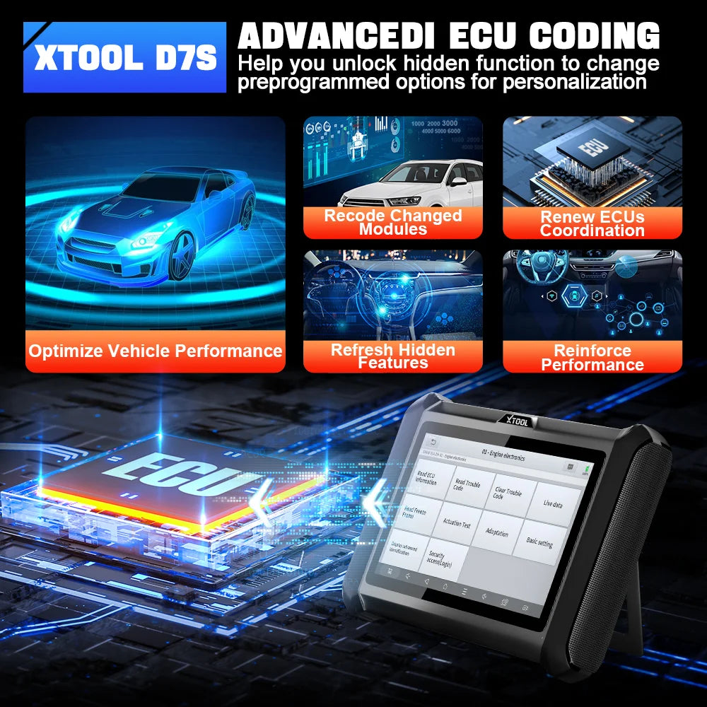 2024 XTOOL D7S OBD2 Car Automotive All System Diagnostic Tool  ECU Coding Key Programmer Auto Vin with 36+ Reset Function