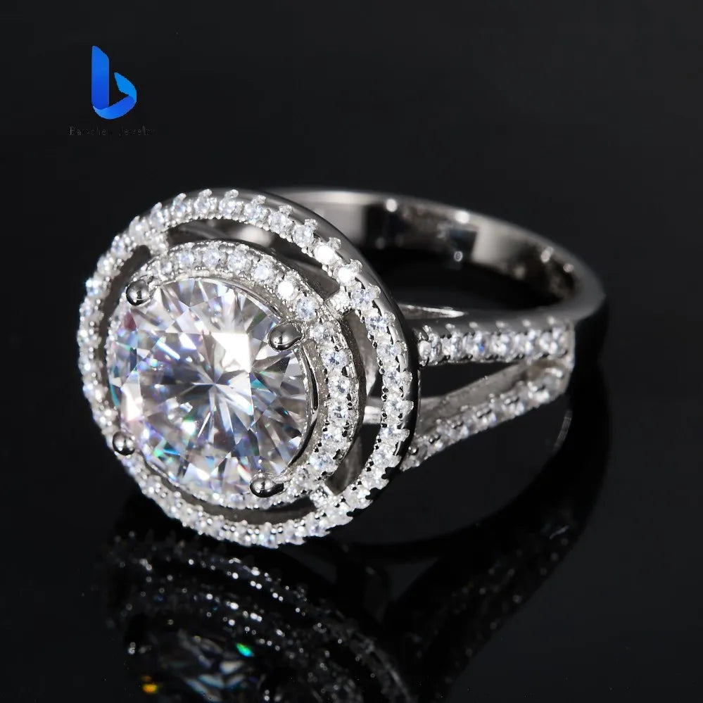 Luxury Non Tarnish Unisex Moissanite Ring 925 Sterling Silver Latest Design Fine Ring for Engagement Party