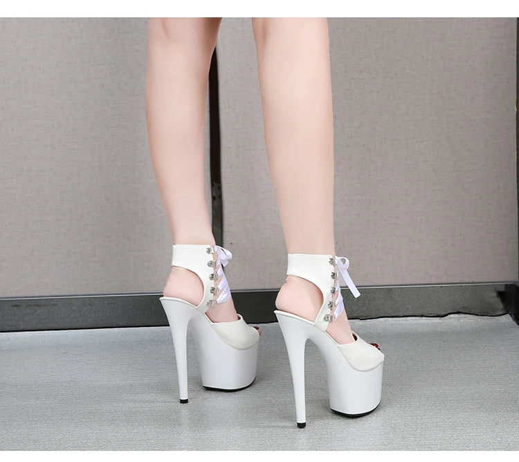 Shoes Women Platform Pole Dance Sandals 15CM 17CM 20CM High Heels Patent leather Gladiator Ladies Sandals Thick Bottom Stripper