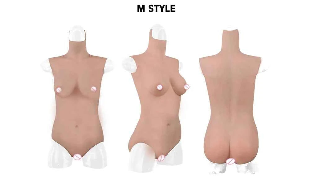 Eyung Silicone Bodysuit Crossdresser Drag Queen Triangular Vagina Hip Enhancer Silicone Breasts Swimsuit Fake Breast Forms Boobs