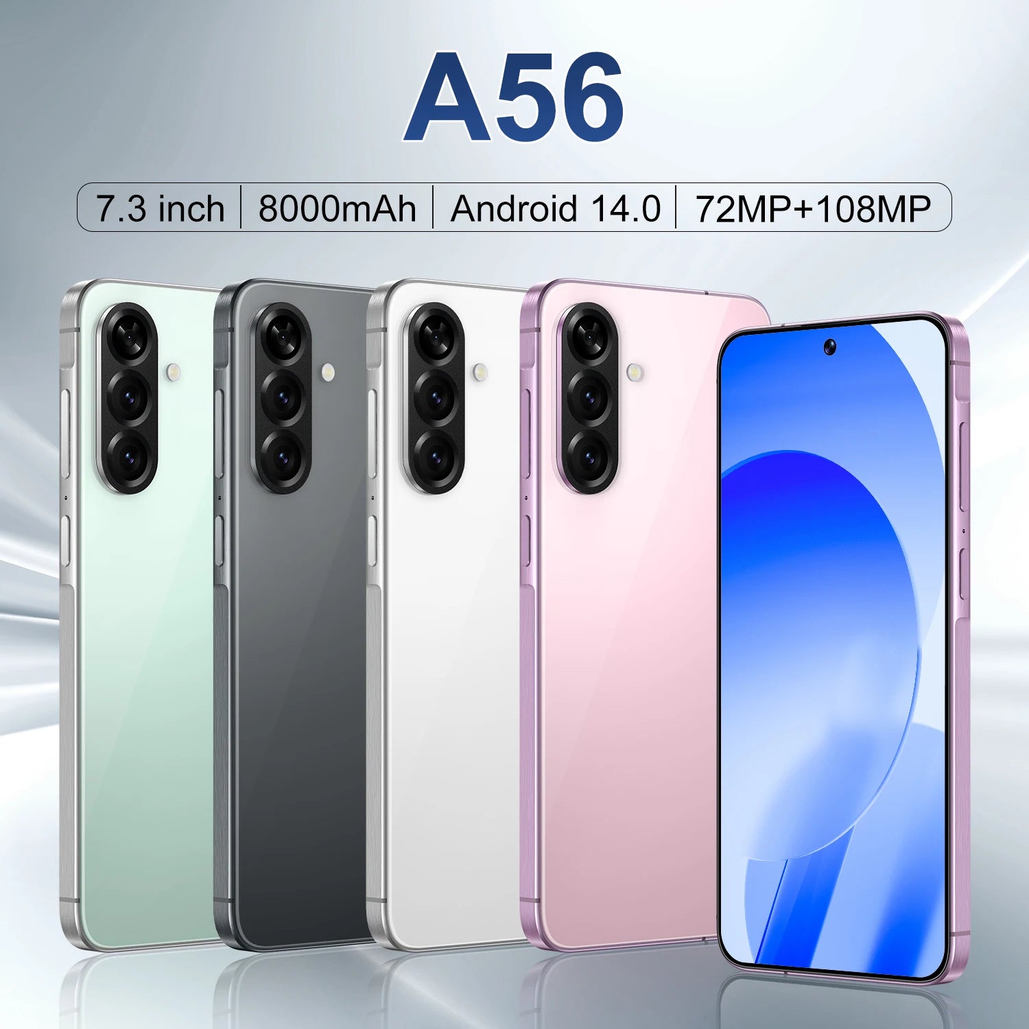 Brand New A56 5G Smartphone 7.3 Inch Face Unlock 16GB+1TB Android 14 72+108MP HD Camera Dual Card Shockproof CDMA Gaming Phone