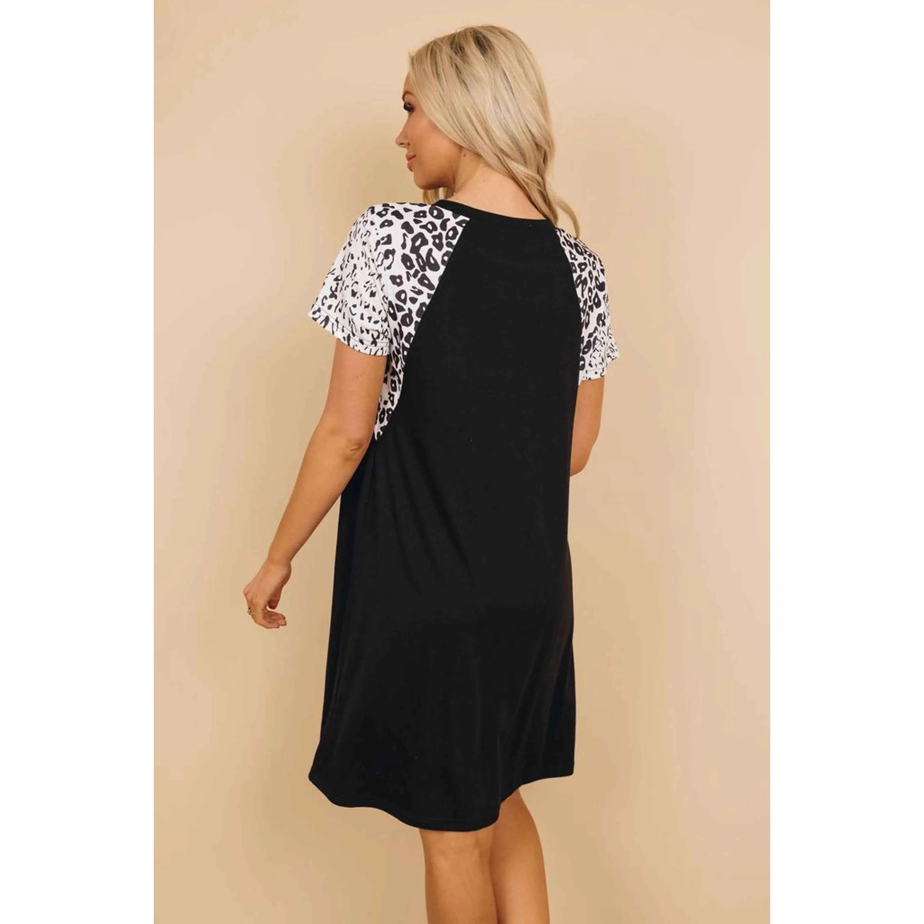 TD Uproar Leopard Mini Dress-Elegant Casual for Office Ladies Vintage Puff XS for Club Day Party Vacation Spring Autumn Spandex