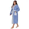 Free Shipping Elegant Flannel Bride Bath Robe Long Kimono Style Nightgown Red Plush Bath Robe