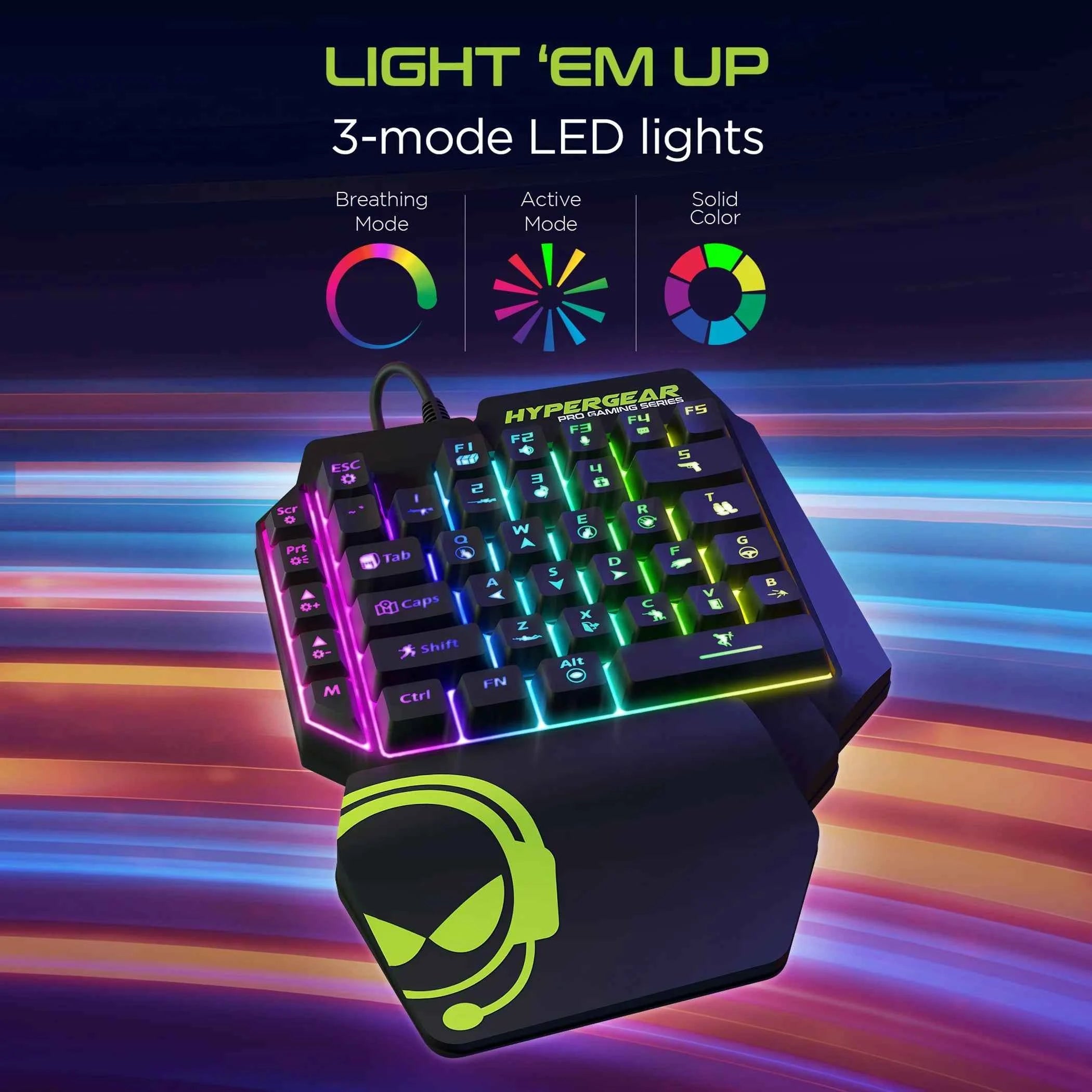 TD HyperGear KeyVictory One-Handed Mini Mechanical Gaming Keyboard English Language Computer Compatible