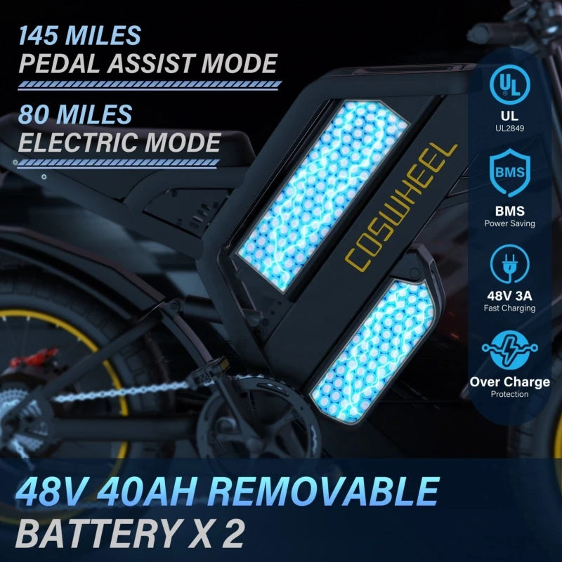 3000W Dual Battery Electric Motorcycles 48V Long Range Electric Dirt Bike Racing Off-Road Motorcycle