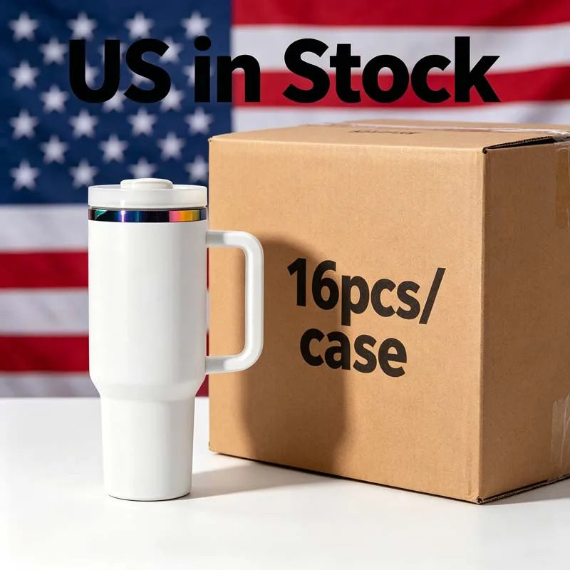 US in Stock Rainbow Plated 40oz insulated Steel Tumbler with Leak-Proof Lid for Secure Carry Anywhere