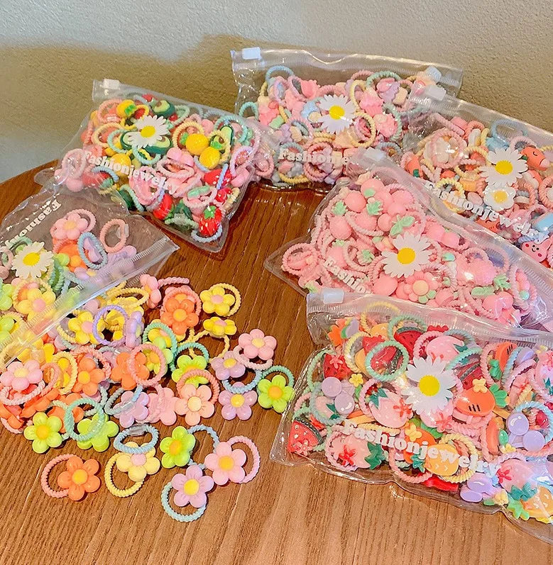New 2024 Children Cute Candy Color Small Mini Thumb Hair Ties Set Lovely Rubber Hair Bands Girls Hair Accessories for Kids