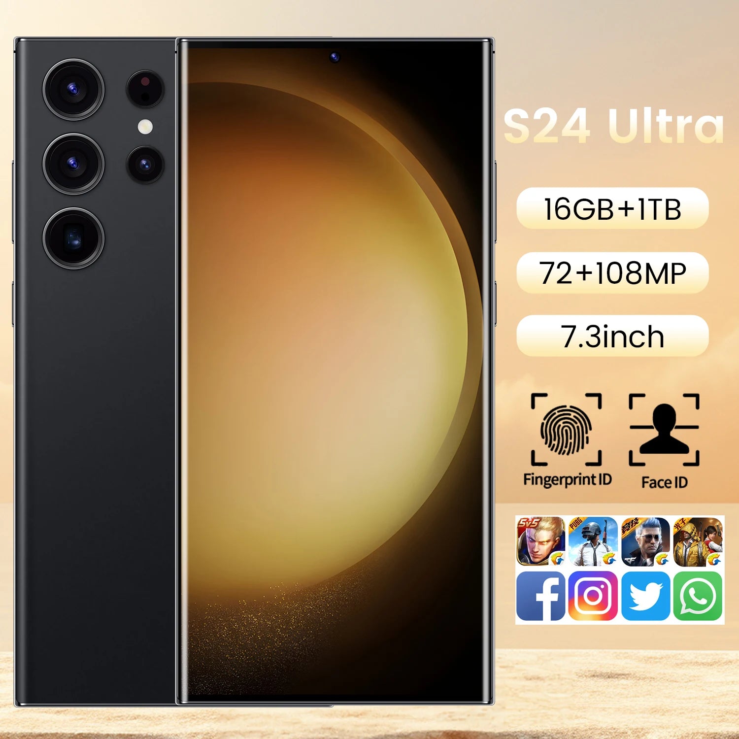 S23 Ultra Original 7.3 Inch Full Screen Deca Core 16GB+1TB Android 13 5G LTE Unlocked Smartphone 108MP Rear Camera New