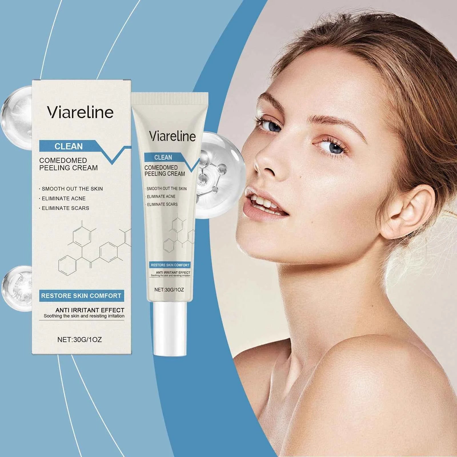 Viareline Gentle Care Exfoliating Acne Moisturizer Natural Glow Deep Clean Tender Skin Facial Creams